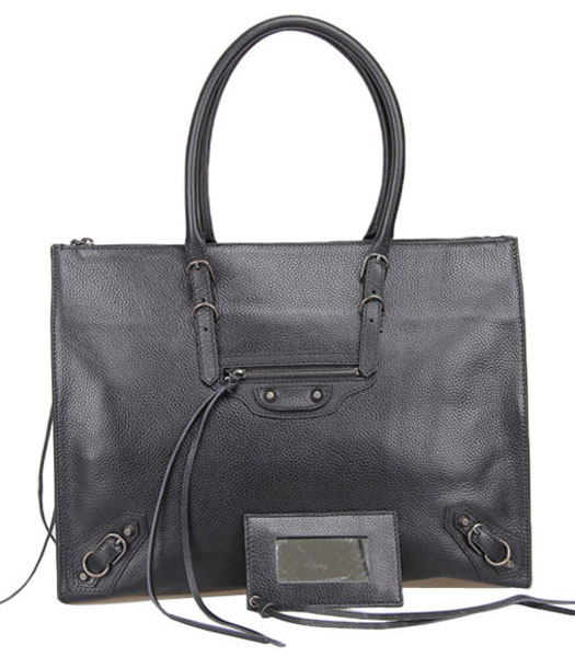 Balenciaga Bag Large Tote Con Nero modello del litchi in pelle